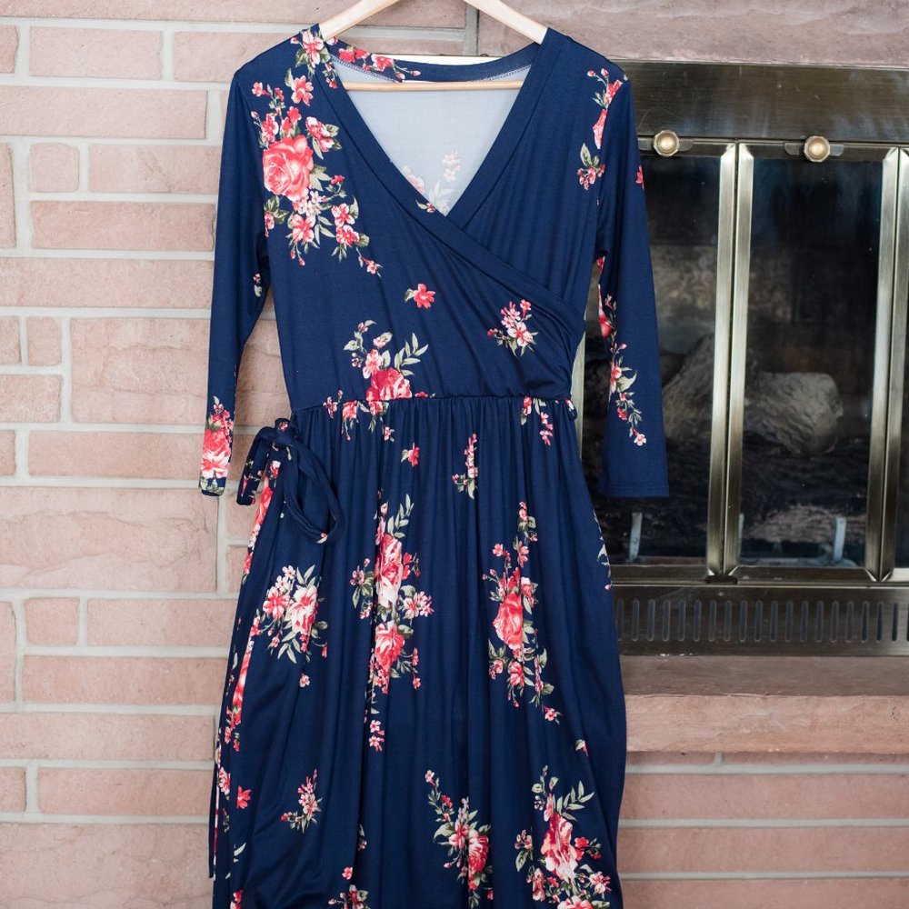 Reb & J 220 Navy Floral Maxi Dress